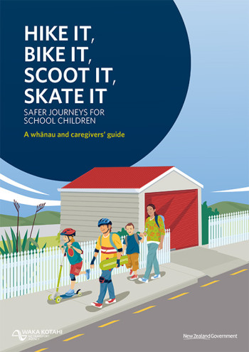 Image of family walking to school on cover of resource.